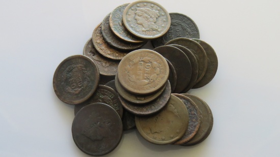 Twenty-Five (25ct.) US Large Cents Poor Condition Some Readable Dates