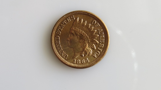 1864 Bronze Indian Cent Choice Uncirculated Variety Coin