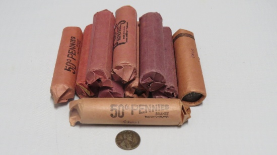 10-50 Coin Rolls of Nice Circulated 1943 Steel Cents 500 Pieces