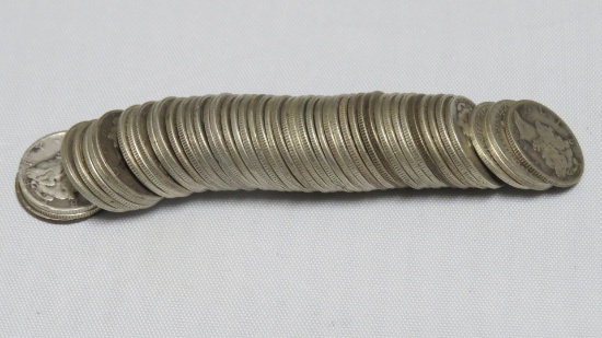 50 Coin Roll of Nice Circulated Barber Dimes