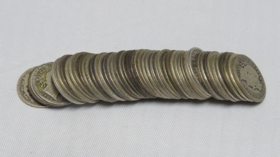 1920S-1940S 50 Coin Roll of Full Rim Mercury Dimes