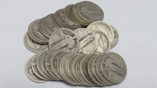 A 10.00 Roll of 40 Full Date Standing Liberty Quarters