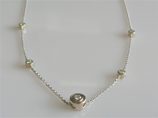 Handmade 14k White Gold Diamond Station Necklace