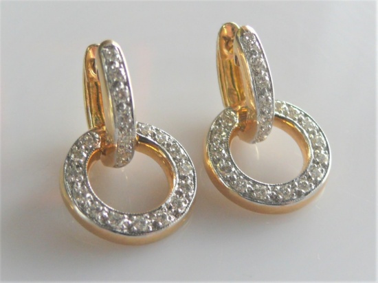 Diamond Circular Drop Designer Earrings 18k