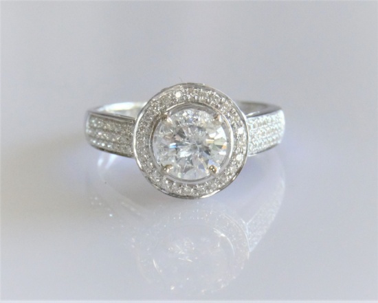 18k White Gold Halo Set Diamond Engagement Ring