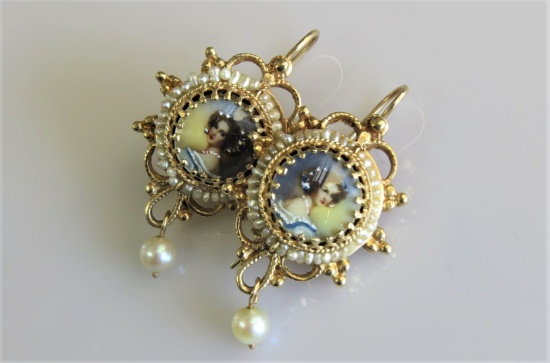 14KT Yellow Gold Victorian Style Earrings