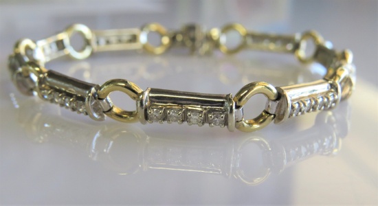 14K Two Toned LDS Fancy Diamond Tennis Bracelet