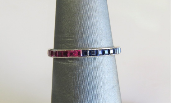 Platinum Sapphire and Ruby Fashion Ring