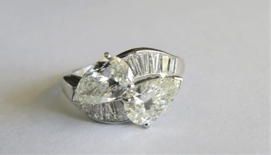 Platinum and Diamond Vintage Bypass Ring