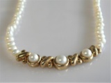 Gold and Pearl Strand Necklace