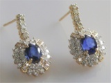 Diamond and Gem Sapphire Dress Earrings