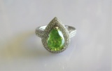 18k Green Diamond Engagement Ring