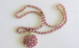 14KT Yellow Gold Pink Sapphire Cocktail Necklace