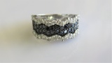 14KT White Gold Black and White Rhodium Diamond Ring