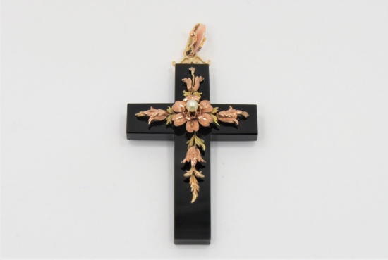 Victorian Onyx Cross Pendant