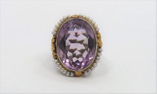 Antique Amethyst and Pearl Ring