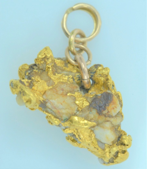 Gold Nugget and Quartz Pendant