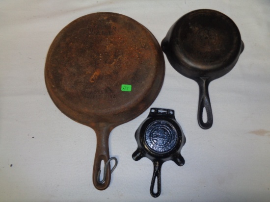 Wagner and Griswald Cast Iron Skillets