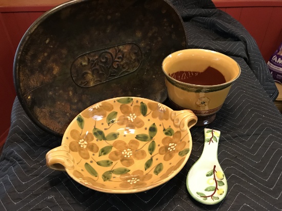 Decorative Ceramic Dishes & Metal Tray