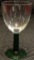 3 Green Stem Wine Glasses