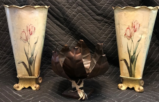 Tin Vases and Votive Candle Flower