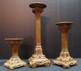 3 Candle Stick Holders,  various heights