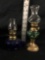 Two Miniature Vintage Oil Lamps