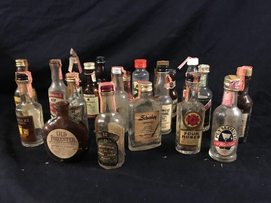 21 Empty Vintage Mini Liquor Bottles