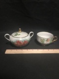 Hand Painted Tea Cup And Sugar Container