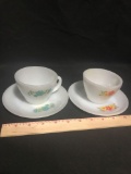 Two Fire King Tea Cup And Saucers