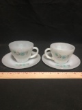 Two Fire King Tea Cup And Saucers