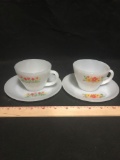 Two Fire King Tea Cup And Saucers