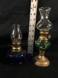 Two Miniature Vintage Oil Lamps