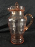 Beautiful Pink Depression Glass Pitcher With Lid