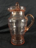 Beautiful Pink Depression Glass Pitcher With Lid
