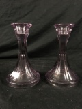 Pair Of Purple Candle Stick Holders