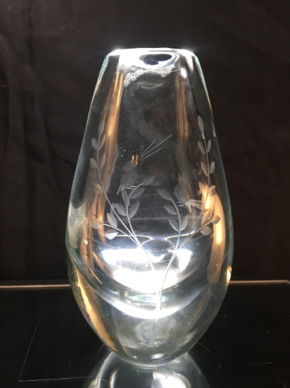 Etched Crystal Bud Vase