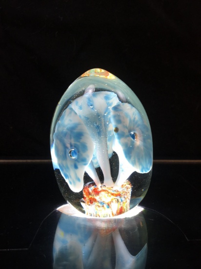 Signed Glass Art Paperweight