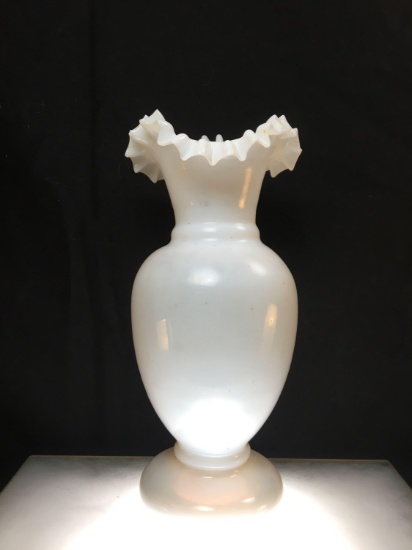 Hand Blown Decorative Milk Glass Vase