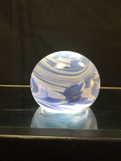 Blue Swirl Art Glass Paperweight