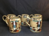 Five Buffalo Pottery Hand Painted Mugs Ye Lion Inn