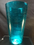 Large Hand Blown Crackle Glass Vase