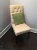 Cream Accent Chair With Green Pillow