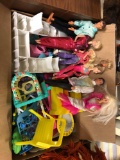Barbies And Box Full Of Accessories