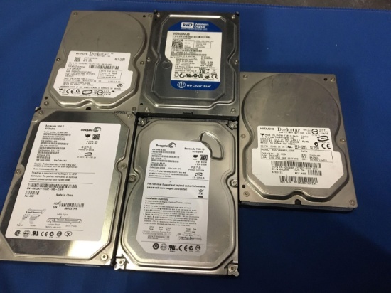 Five Mixed Brand/Size Hard Drives