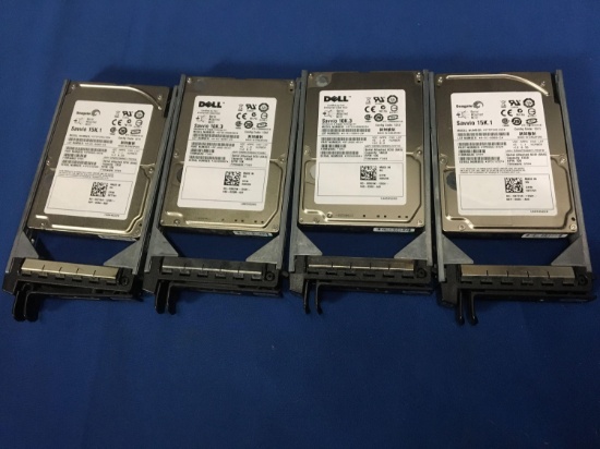 Four Mixed Brand SAS Drives With Caddys