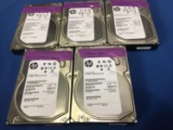 Five HP 1TB Capacity Hard Drives