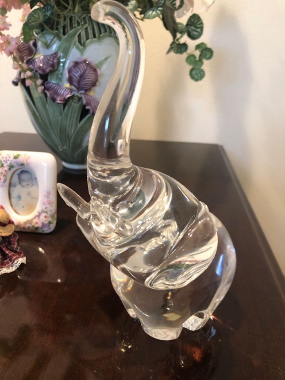 Signed Art Glass Elephant