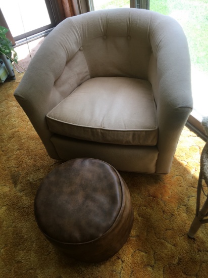 Retro Chair With Leather Foot Stool