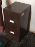 Two Drawer Brown Metal File Cabinet